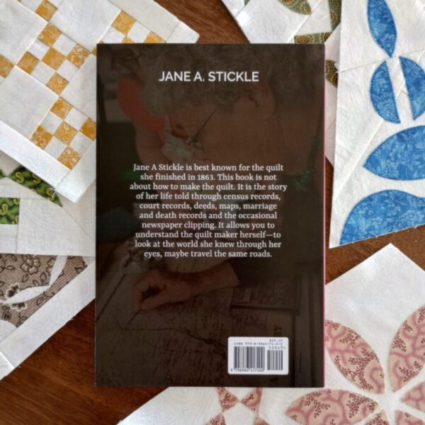 Jane A. Stickle Book Back Cover with quilt blocks from Mrs. Stickle's Sampler